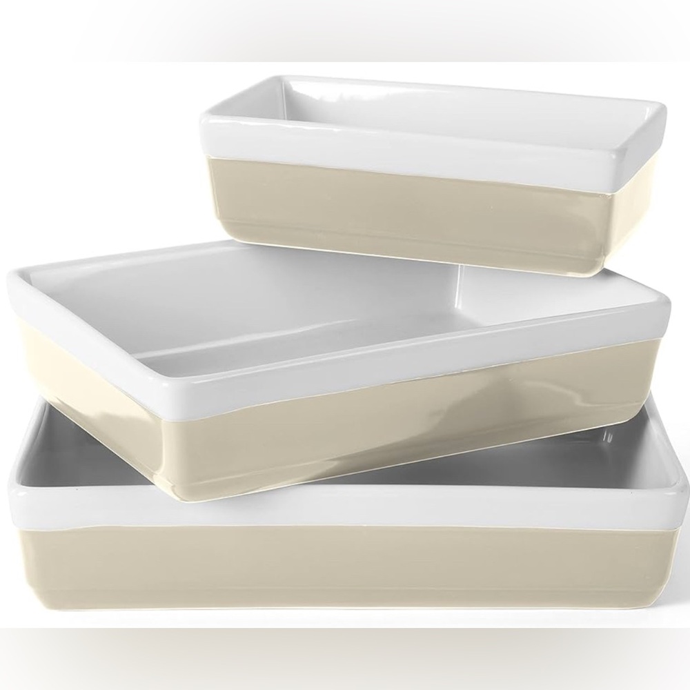 MARTHA STEWART 3pk Oven to Table Stoneware Bakeware,Baking Dish & Casserole Set